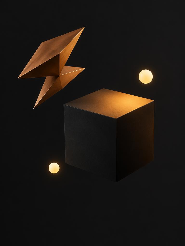 Sculptural black and orange CGI forms