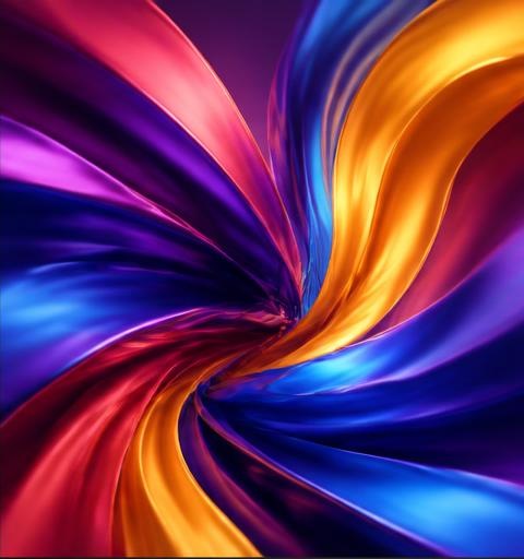 Vibrant magenta, blue and orange sweeping ribbons