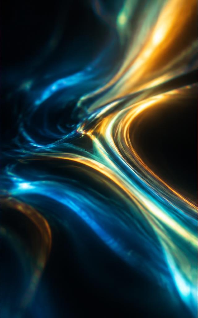 Flowing gold and teal prismatic light